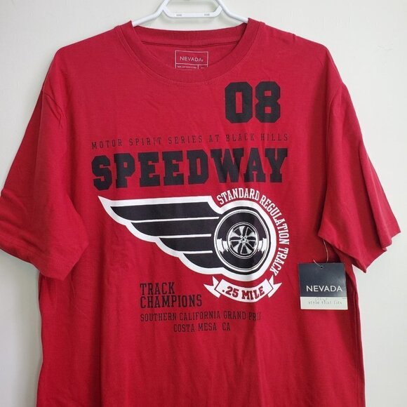Nevada Men's Speedway Red T-shirt, Size Medium, 100% Cotton, NWT - Picture 10 of 10